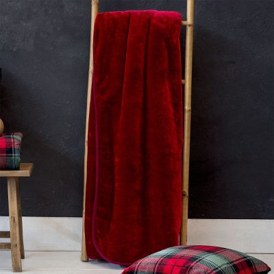 Κουβέρτα Υπέρδιπλη Βελουτέ Coperta Red 220x240 Nima Home