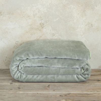 Κουβέρτα Βελουτέ Coperta Sage Green Nima Home