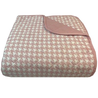 Κουβερλί Υπέρδιπλο Pied De Poule Dusty Rose Astron 220X240